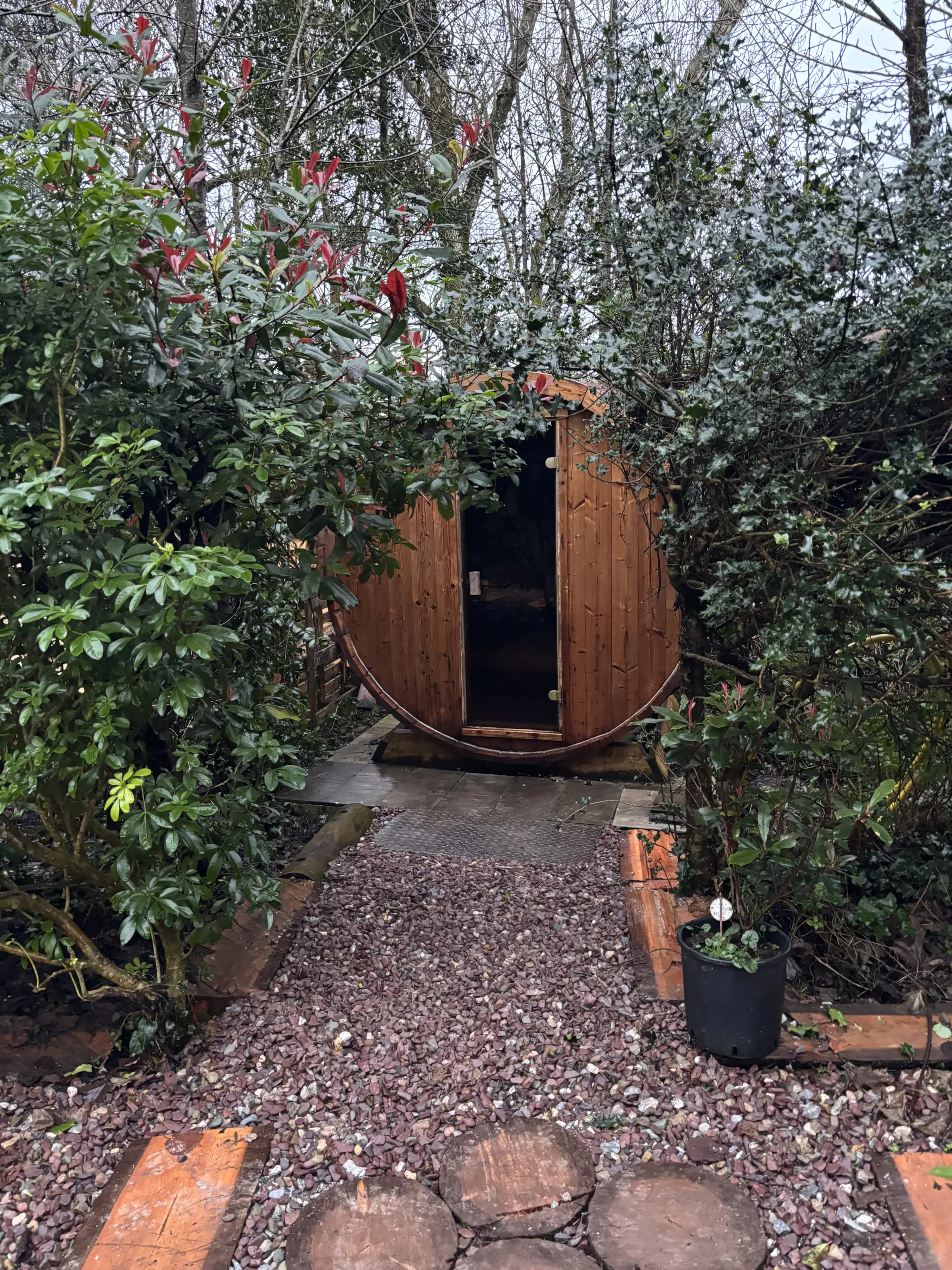 Sauna in private wooded area